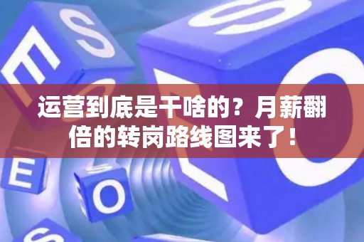 运营到底是干啥的？月薪翻倍的转岗路线图来了！